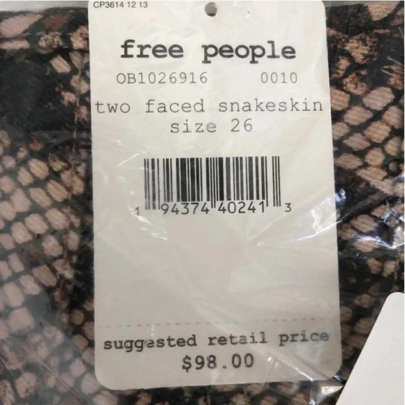 New Free People Raw trim High rise jegging jean two faced snakeskin OB1026916 - Picture 14 of 14